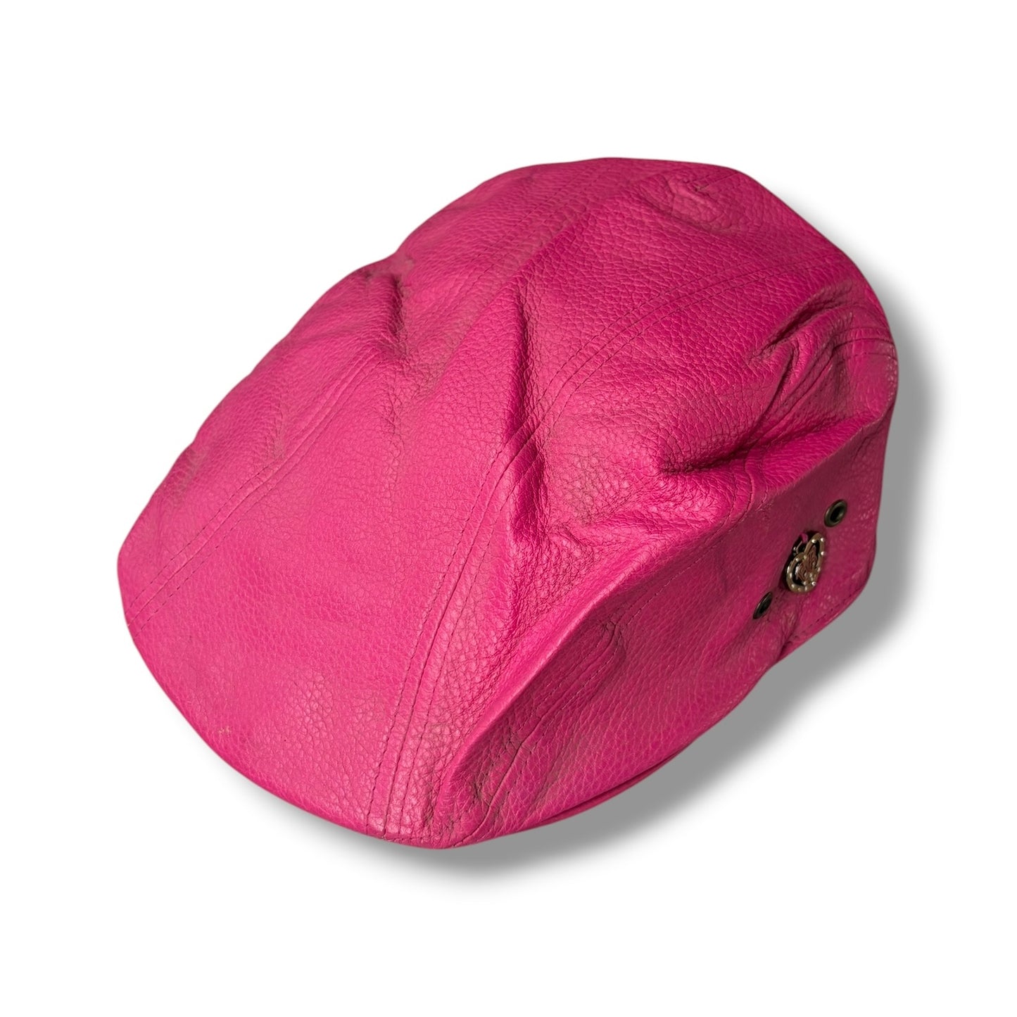 Pink Leather Flat Cap