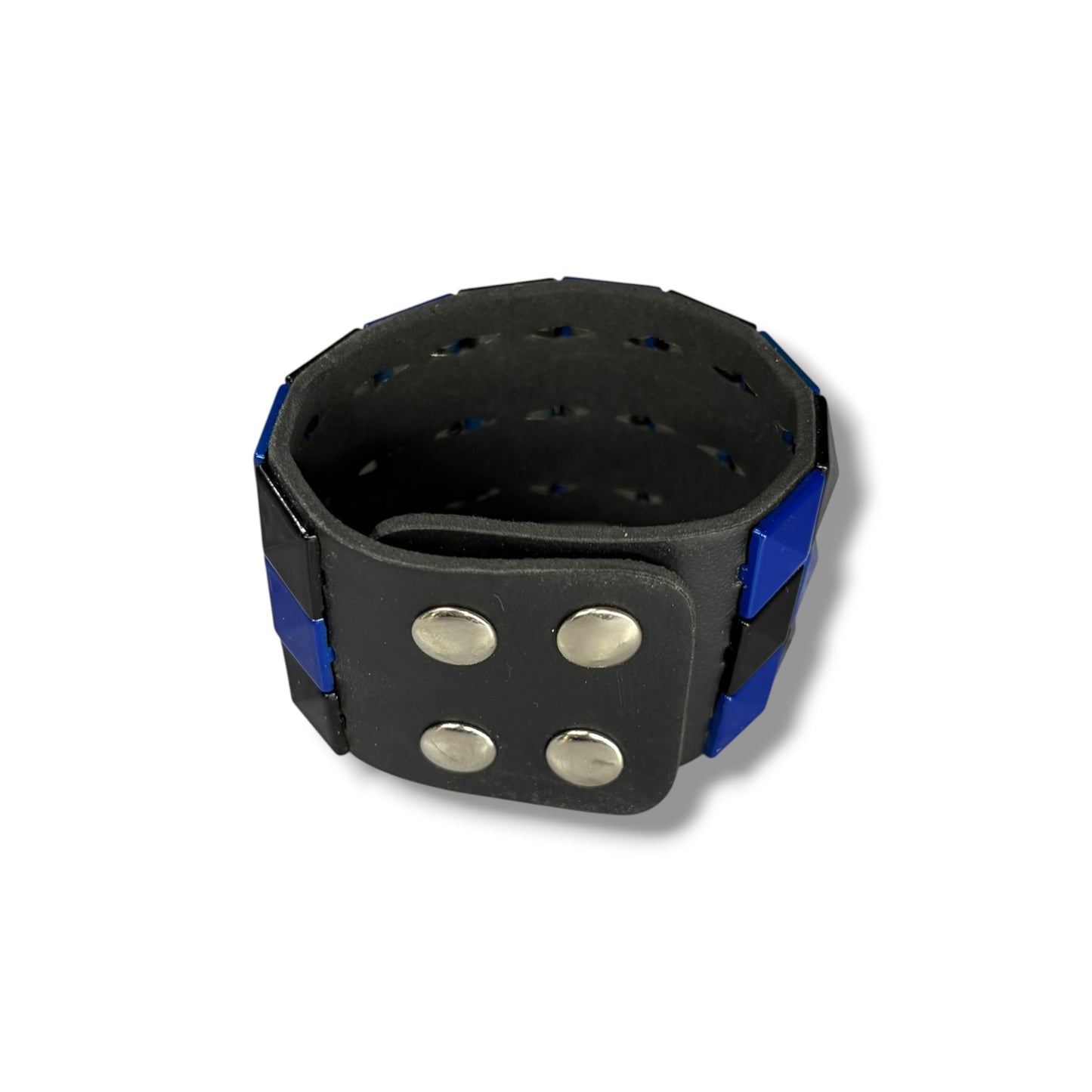 Black/Blue 3-Row Studded Bracelet