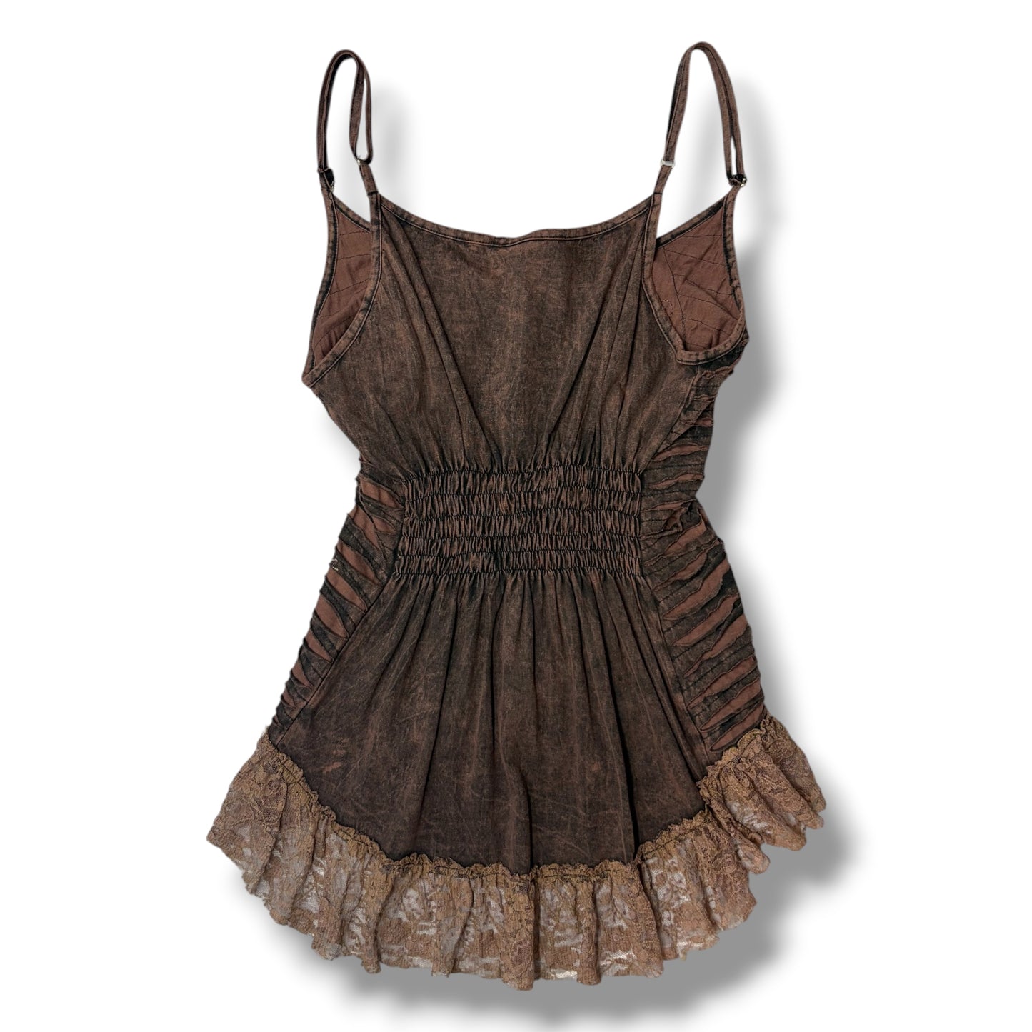 Boho Brown Lace-Up Cami Top