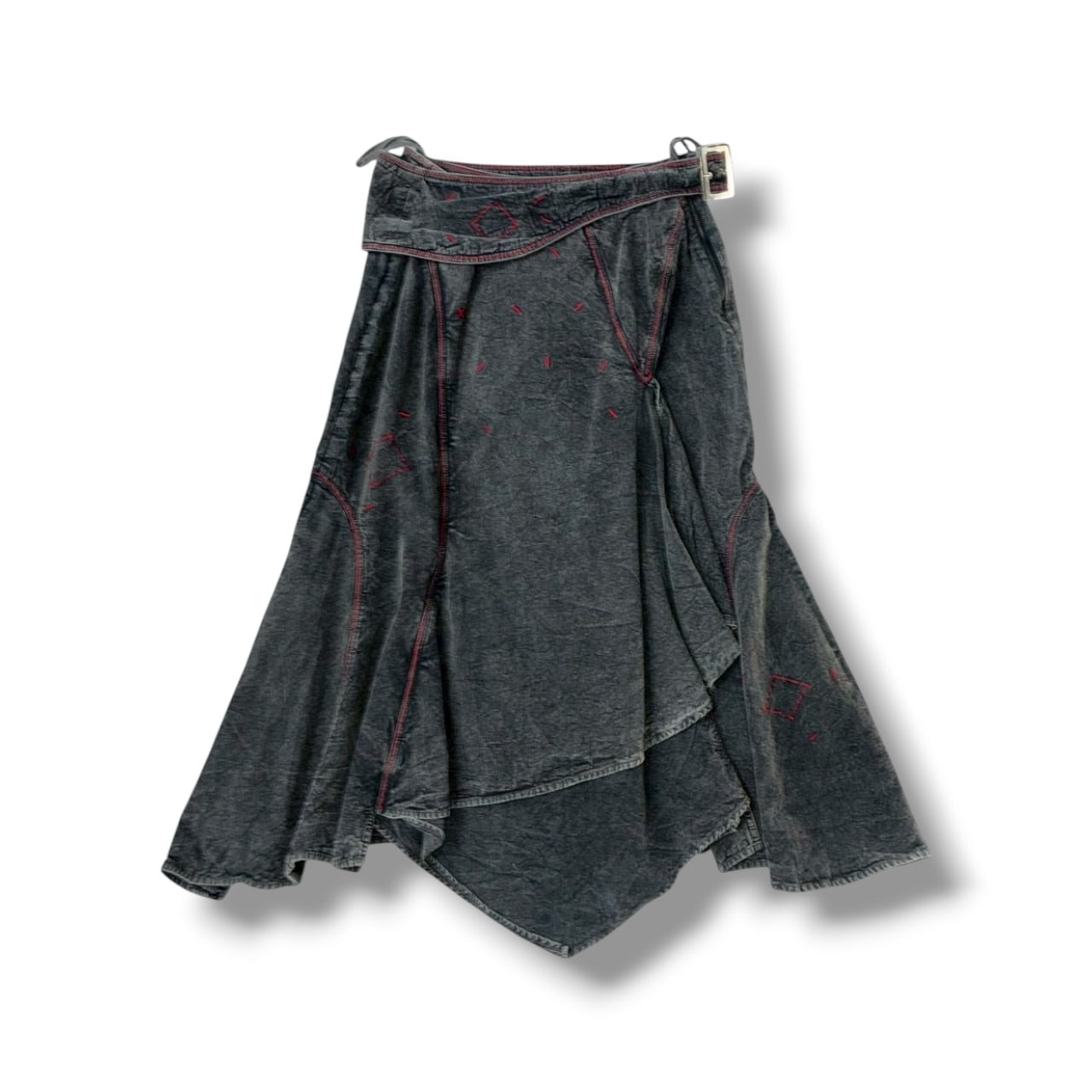 Acid Wash Asymmetrical Skirt