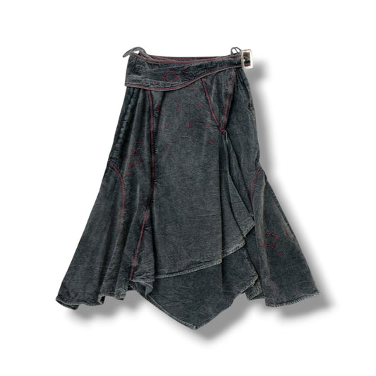 Acid Wash Asymmetrical Skirt