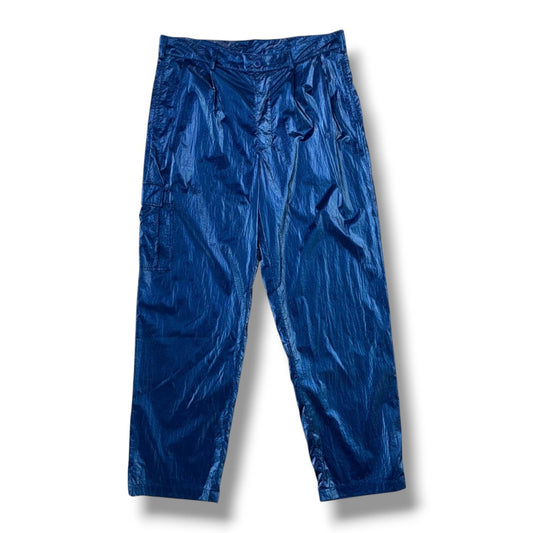 Metallic Blue Nylon Pants