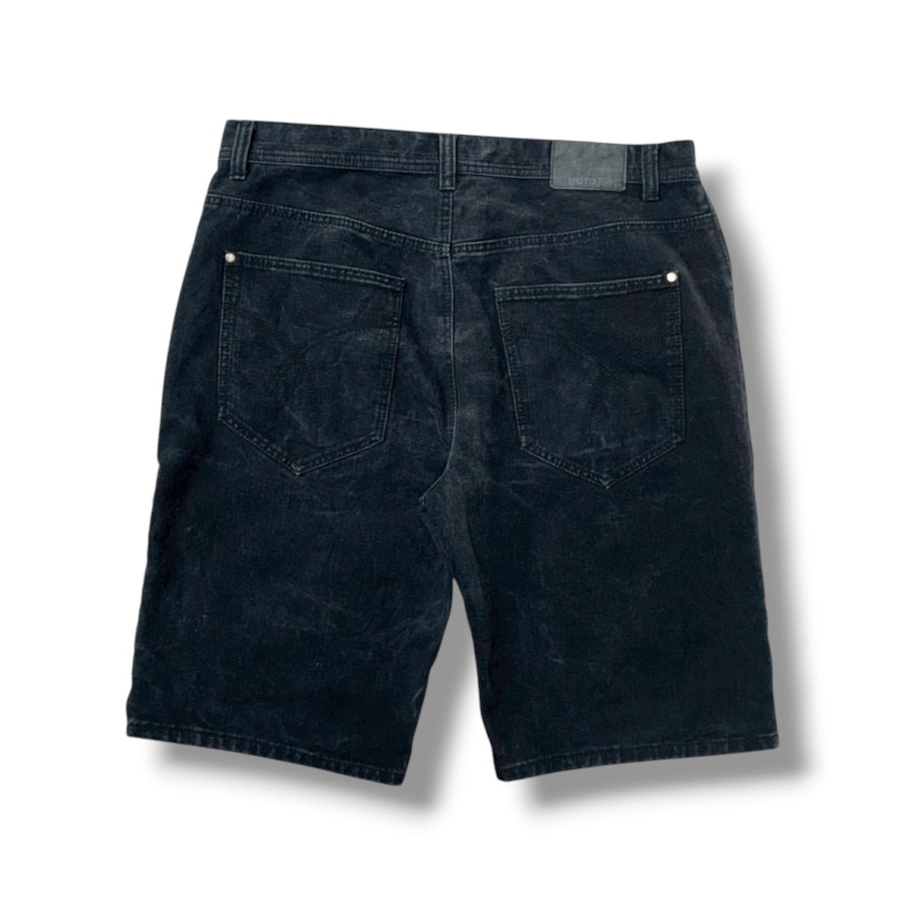 Acid Wash Black Denim Shorts