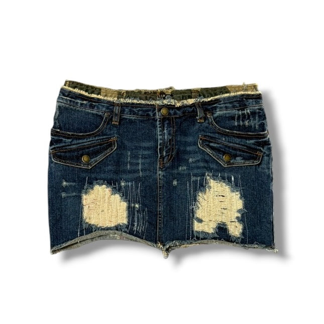 Distressed Denim Mini Skirt