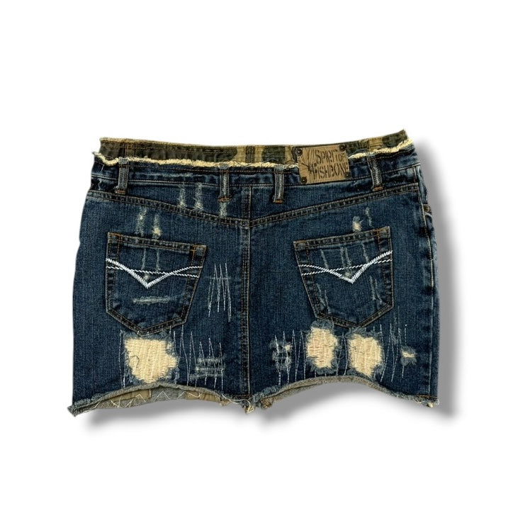 Distressed Denim Mini Skirt