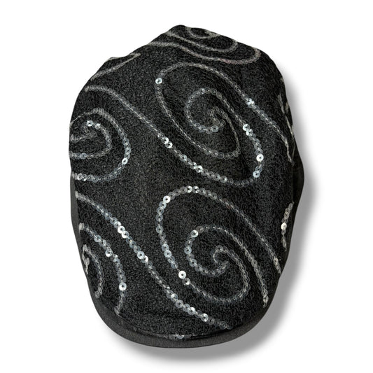 Sequined Swirl Flat Cap