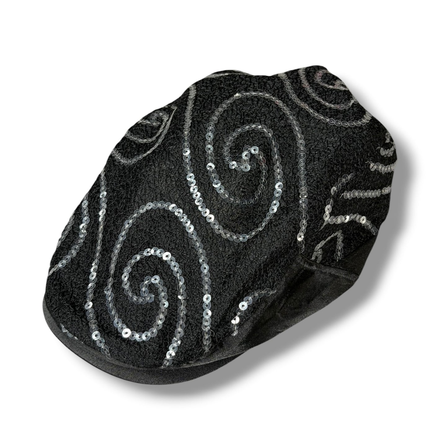 Sequined Swirl Flat Cap