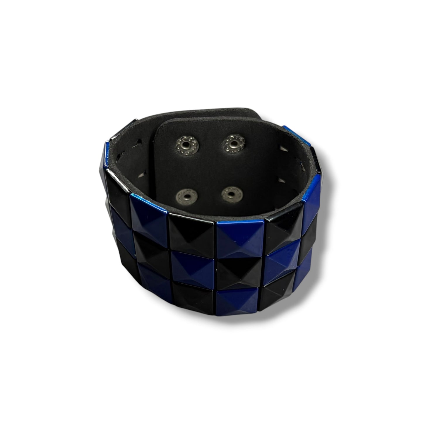Black/Blue 3-Row Studded Bracelet