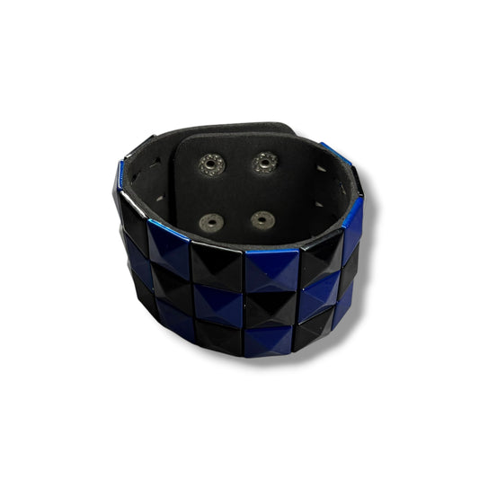 Black/Blue 3-Row Studded Bracelet