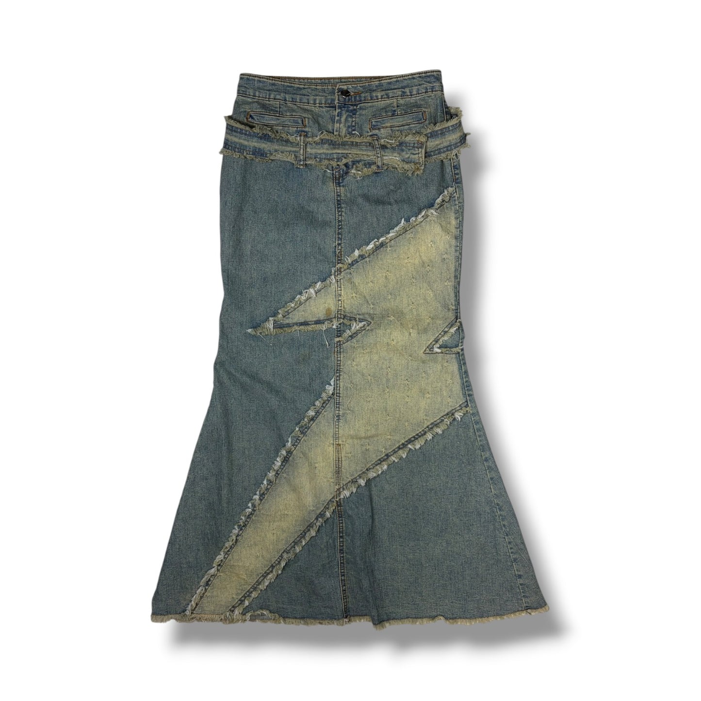 Lightning Bolt Denim Maxi Skirt