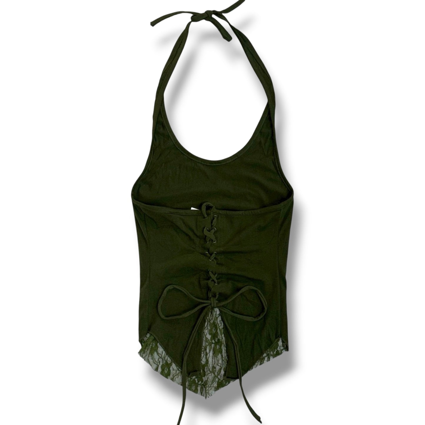 Boho Lace Trim Halter Neck Top