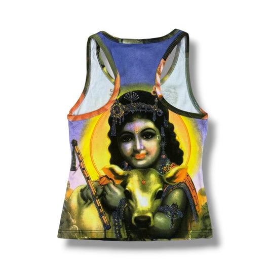 "ICE BLUE" Glitter Krishna Graphic Tank Top