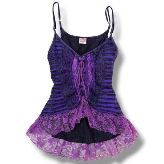 Boho Purple Lace-Up Cami Top