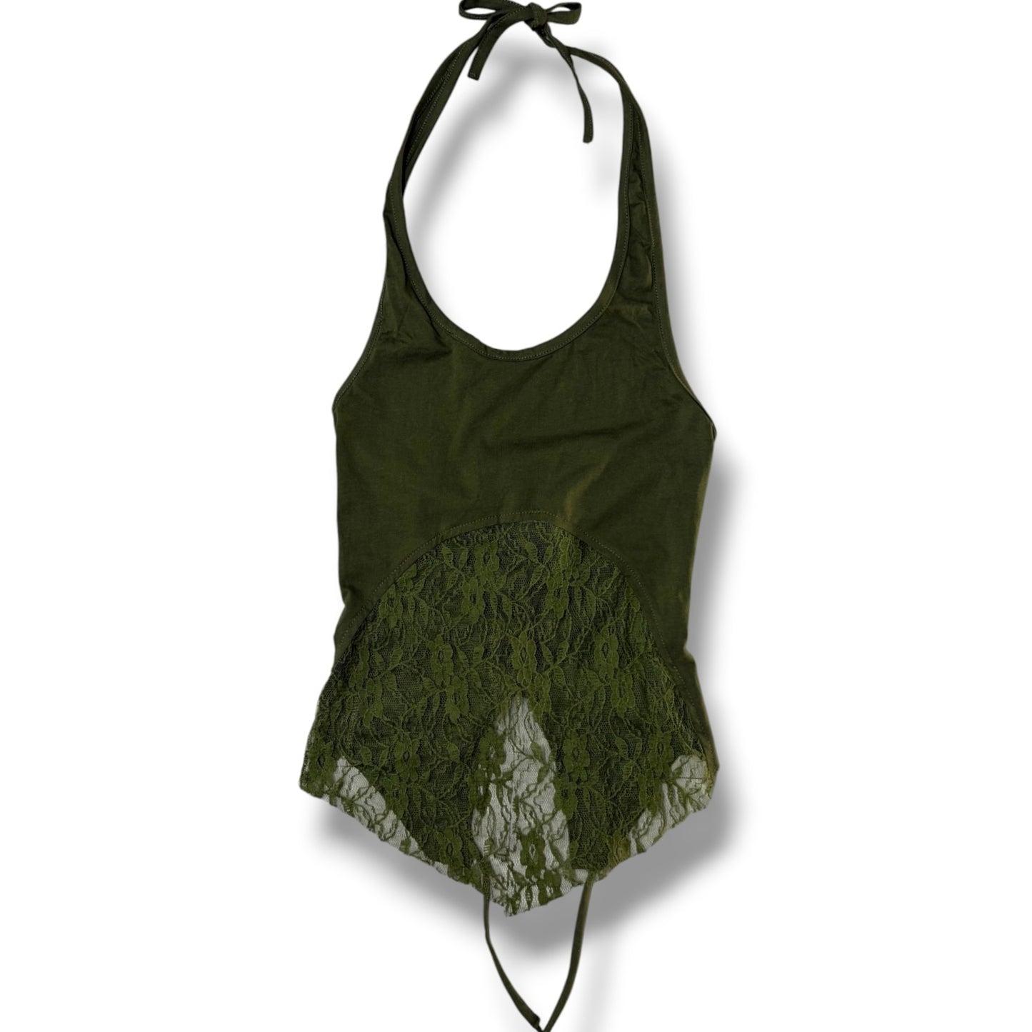 Boho Lace Trim Halter Neck Top